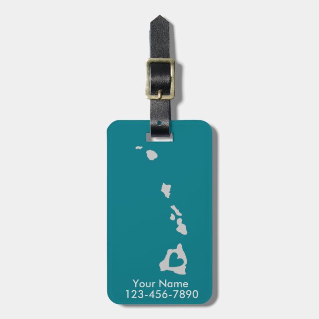 Heart Hawaii State Custom Luggage Tag (Front Vertical)