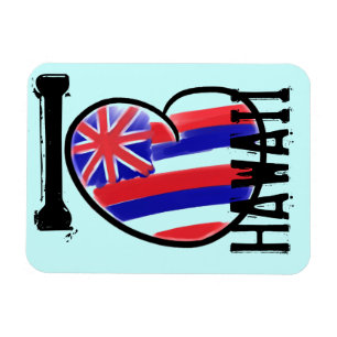 Heart Hawaii state flag artistic rectangle magnet