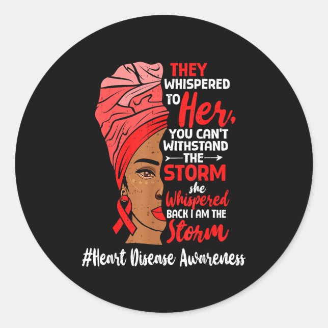 Heart Health Black Women Melanin Heart Disease Awa Classic Round Sticker (Front)