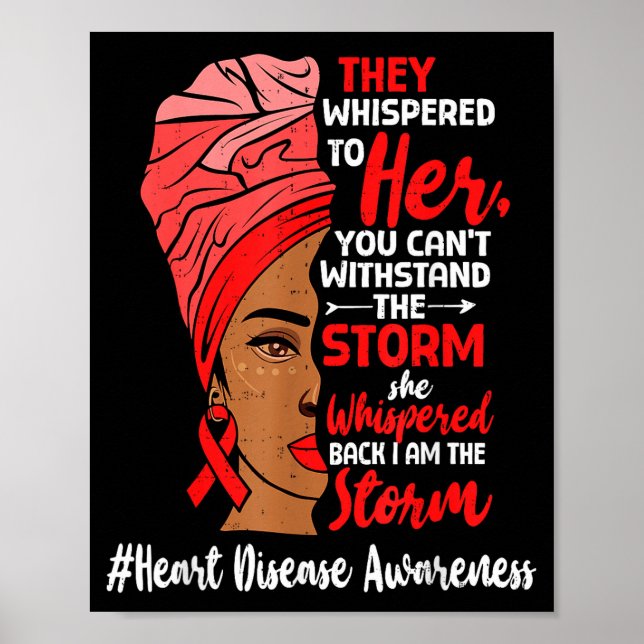Heart Health Black Women Melanin Heart Disease Awa Poster (Front)