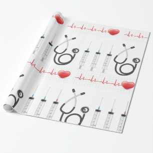 Heart Health Cardiac Medical Wrapping Paper