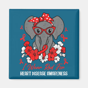 Heart Health Elephant Red Ribbon Heart Disease Awa Magnet