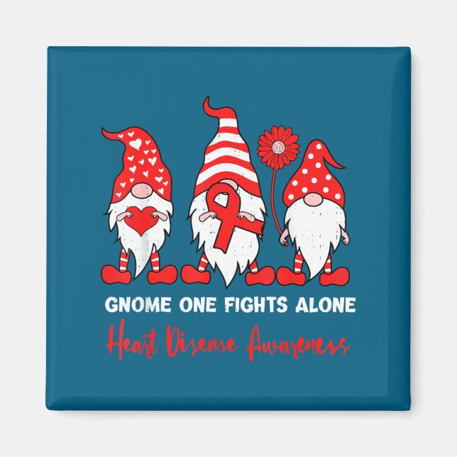 Heart Health Gnome Heart Disease Awareness Chd Red Magnet (Front)