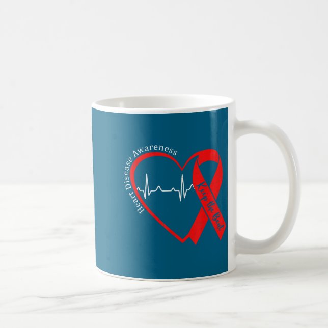 Heart Health Heart Disease Awareness Chd Heartbeat Coffee Mug (Right)