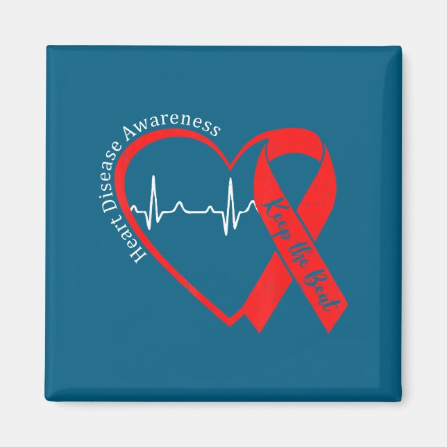 Heart Health Heart Disease Awareness Chd Heartbeat Magnet (Front)