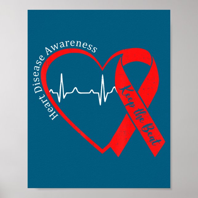 Heart Health Heart Disease Awareness Chd Heartbeat Poster (Front)