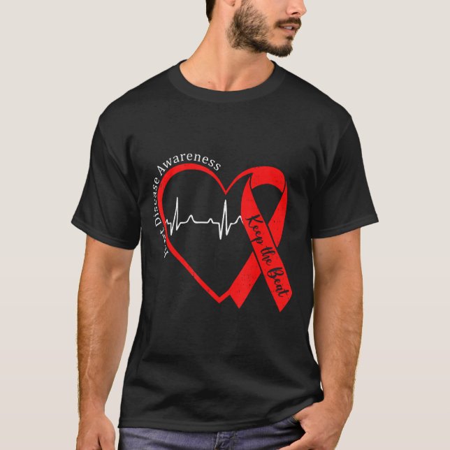 Heart Health Heart Disease Awareness Chd Heartbeat T-Shirt (Front)