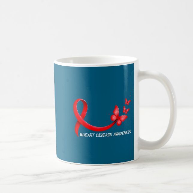 Heart Health Heart Disease Awareness Chd Red Ribbo Coffee Mug (Right)