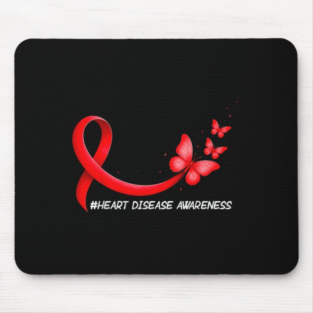Heart Health Heart Disease Awareness Chd Red Ribbo Mouse Pad (Front)