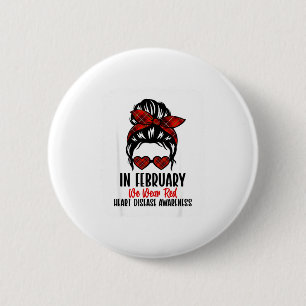 Heart Health Heart Disease Awareness Heartbeat Chd 6 Cm Round Badge