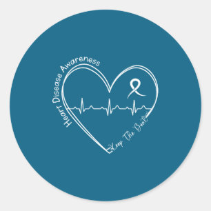 Heart health heart disease awareness heartbeat chd classic round sticker