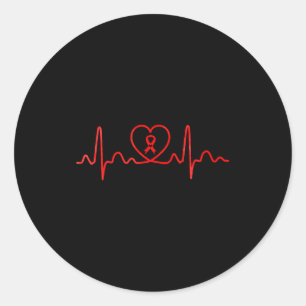 Heart Health Heart Disease Awareness Heartbeat Chd Classic Round Sticker