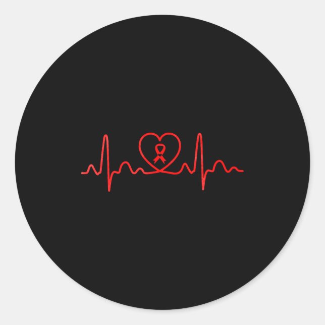 Heart Health Heart Disease Awareness Heartbeat Chd Classic Round Sticker (Front)