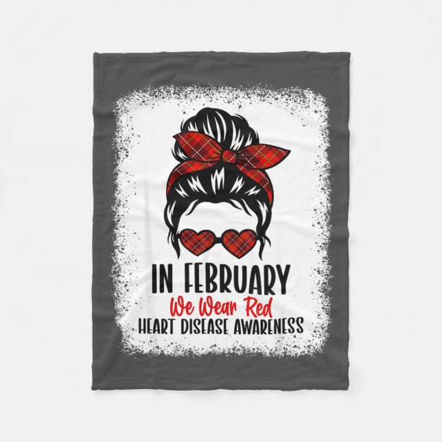 Heart Health Heart Disease Awareness Heartbeat Chd Fleece Blanket (Front)