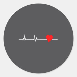 Heart Health Heart Disease Awareness Heartbeat Wom Classic Round Sticker
