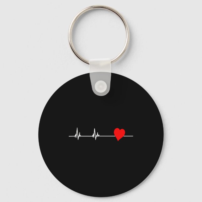 Heart Health Heart Disease Awareness Heartbeat Wom Key Ring (Front)