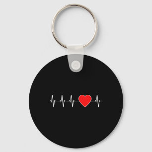 Heart Health Heartbeat Ekg Red Heart Disease Aware Key Ring