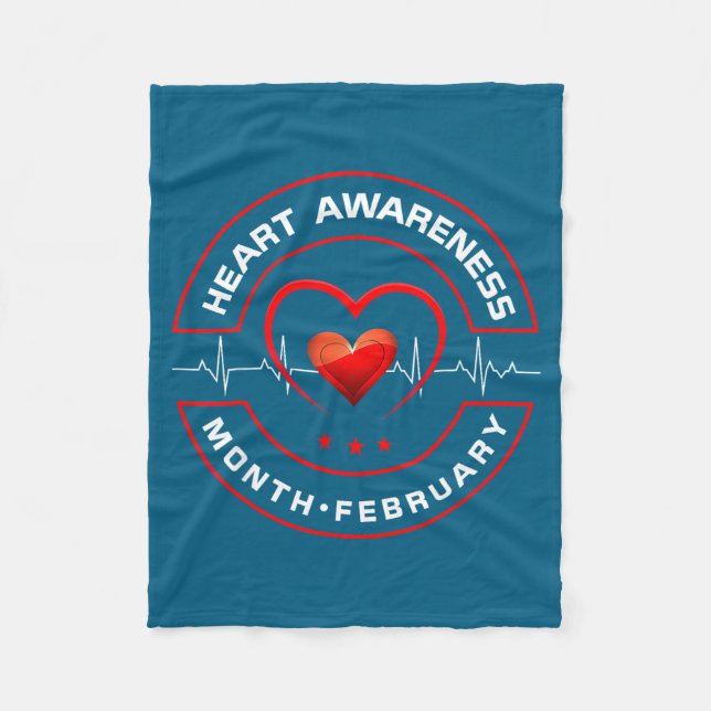 Heart Health Month February American Heart Health  Fleece Blanket (Front)
