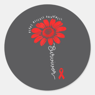 Heart Health Survivor Heart Disease Awareness Chd Classic Round Sticker