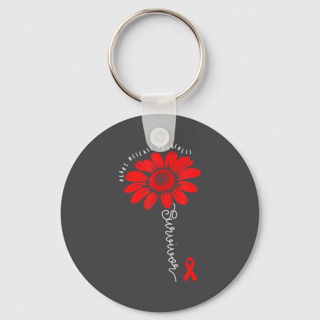 Heart Health Survivor Heart Disease Awareness Chd  Key Ring (Front)