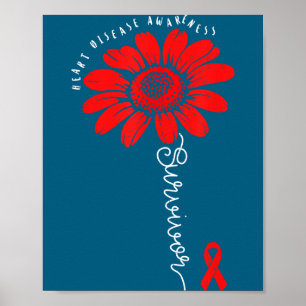 Heart Health Survivor Heart Disease Awareness Chd Poster