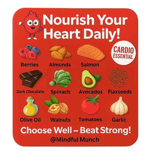 ❤️ Heart Healthy Fridge Magnet (Protect your heart with foods that lower cholesterol and support circulation—displayed in one sleek )
