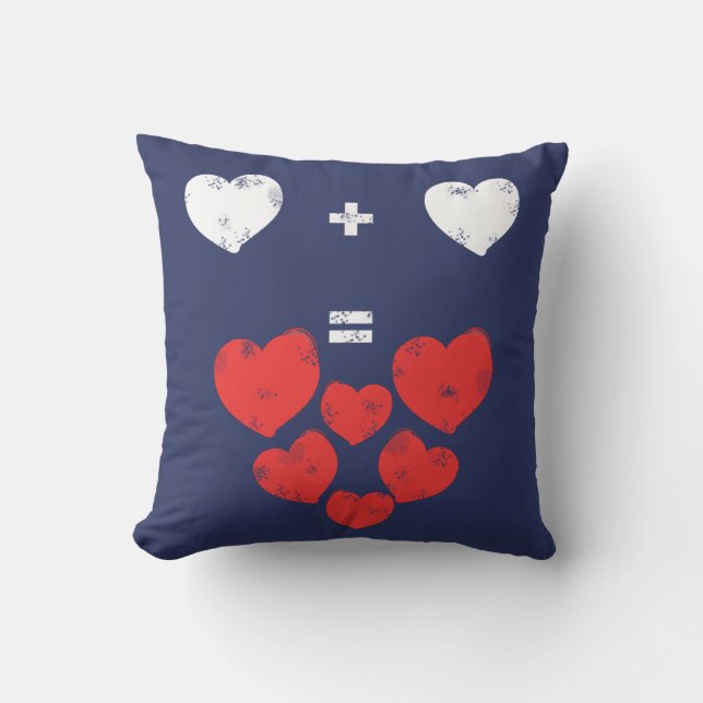 Heart + Heart = Love Funky Throw Pillow Cushion (Front)