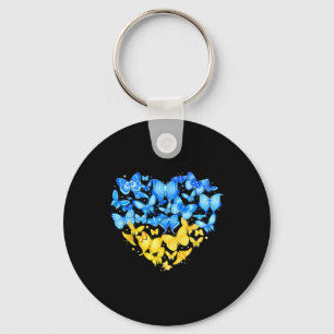 Heart Heart Ukraine Butterfly Ukraine Sunflower 1  Key Ring