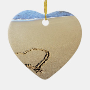 Heart Hearts Beach Sand Tropical Paradise Destiny Ceramic Ornament