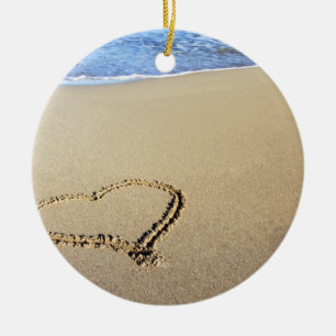 Heart Hearts Beach Sand Tropical Paradise Destiny Ceramic Ornament
