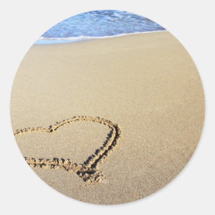 Heart Hearts Beach Sand Tropical Paradise Destiny Classic Round Sticker