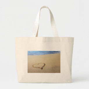 Heart Hearts Beach Sand Tropical Paradise Destiny Large Tote Bag