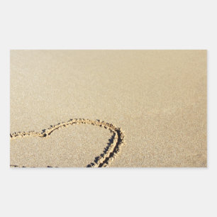 Heart Hearts Beach Sand Tropical Paradise Destiny Rectangular Sticker