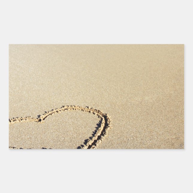 Heart Hearts Beach Sand Tropical Paradise Destiny Rectangular Sticker (Front)