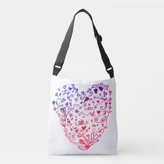 Heart Hearts Drawing All-Over-Print Cross Body Bag (Front)