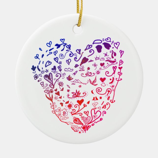 Heart Hearts Drawing Circle Ornament (Front)