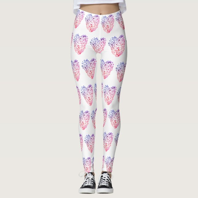 Heart Hearts Drawing Custom Leggings (Front)