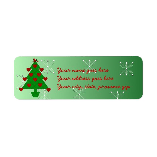 Heart Holiday Tree Return Address Label (Front)