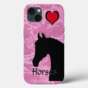 Heart Horse (pink camo) iPhone 13 Case
