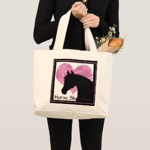 Heart Horse (pink camo) Large Tote Bag