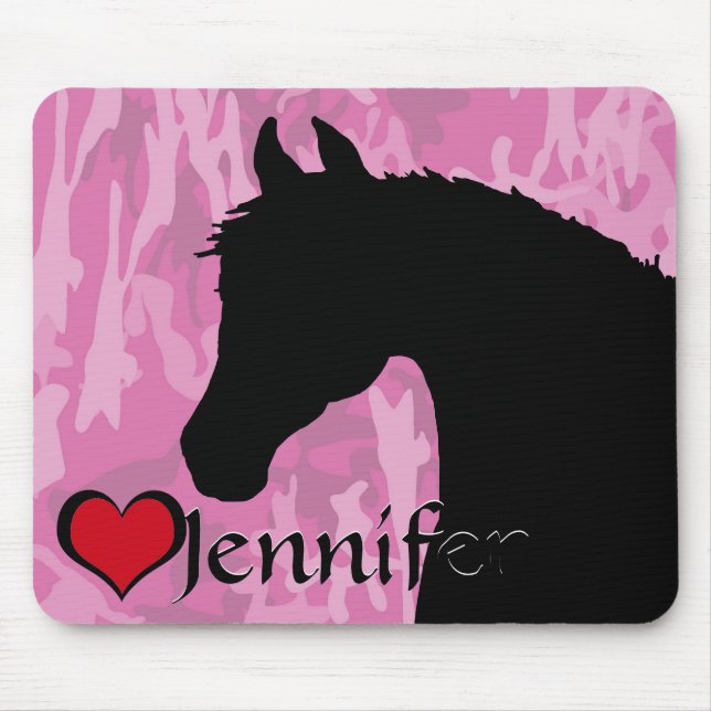 Heart Horse (pink camo) Mouse Pad (Front)
