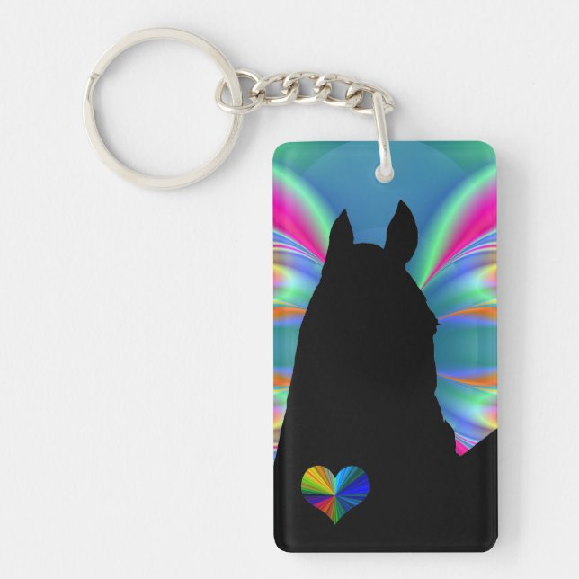 Heart Horses Fractal 101 Key Ring (Front)