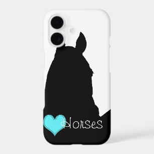 Heart Horses I Aqua Heart (white background)