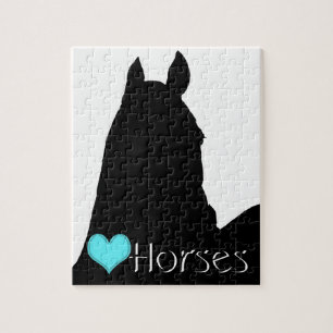 Heart Horses I Aqua Heart (white background) Jigsaw Puzzle