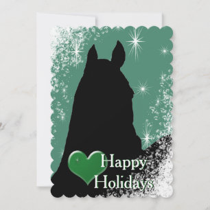 Heart Horses I Holiday (green) Card