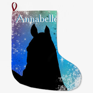 Heart Horses I Holiday (purple/blue/snowflakes) Large Christmas Stocking