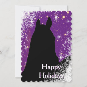 Heart Horses I Holiday (purple w/stars) Card