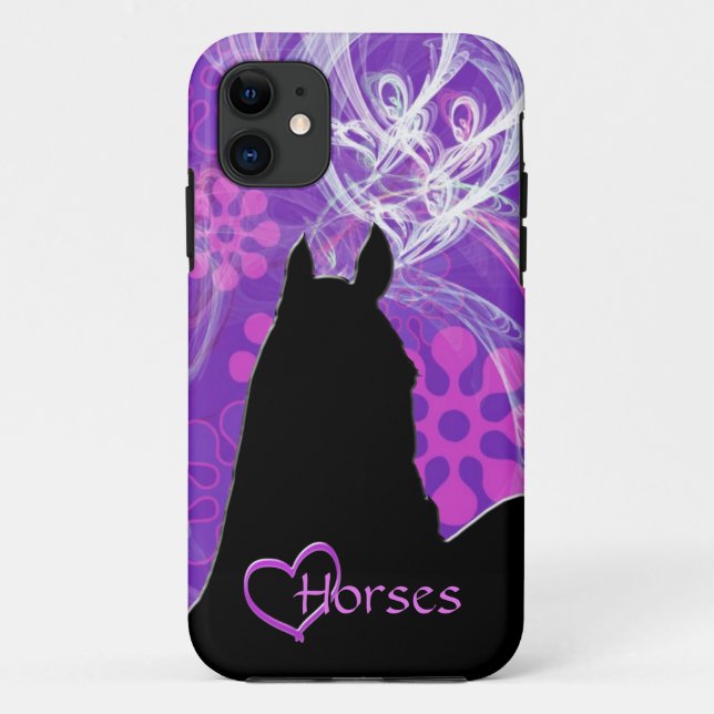 Heart Horses I (Purple Flowered) Case-Mate iPhone Case (Back)