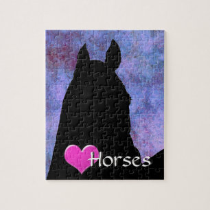 Heart Horses I (purple) Jigsaw Puzzle