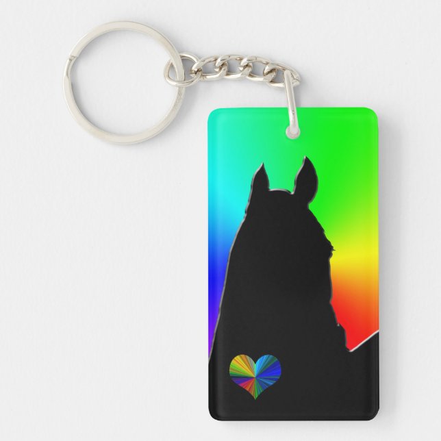 Heart Horses I (Rainbow Burst) Key Ring (Front)